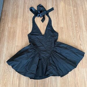 Glamorous Black Dress with Halter Neck Tie